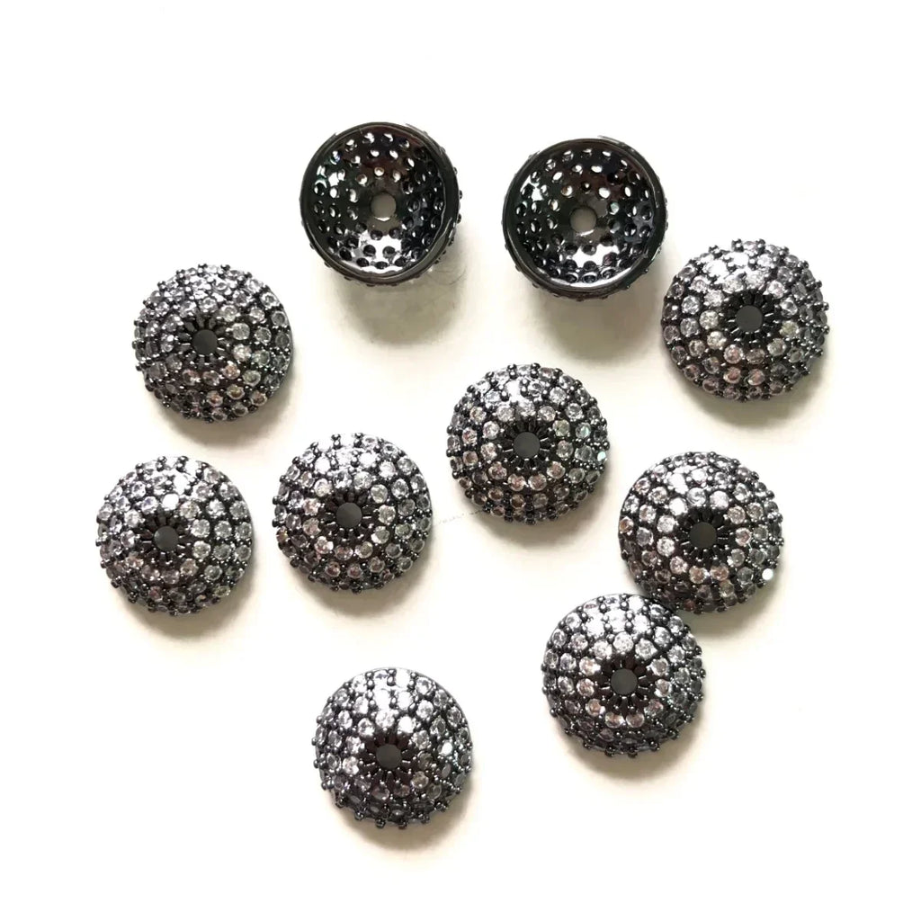 20pcs 8/10/11mm Cubic Zirconia Pave Beads Caps Spacers for Bracelet Necklace Earring Making  Gold-Plate Jewelry Accessory Supply