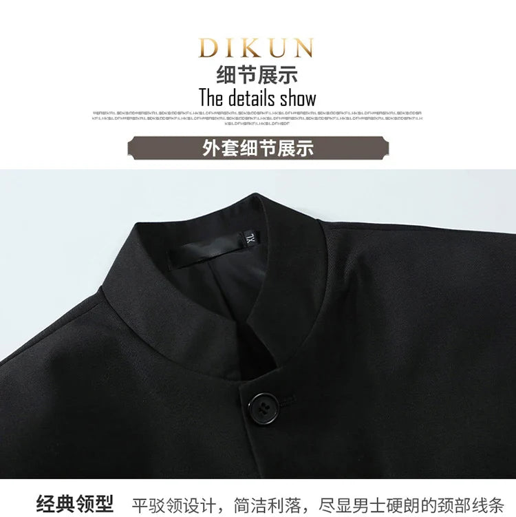 Suit (Blazer+ Vest + Pants) Men's Fashion Gentleman Business Outdoor Standing Collar Gentleman Wedding Work Casual MAO Suit