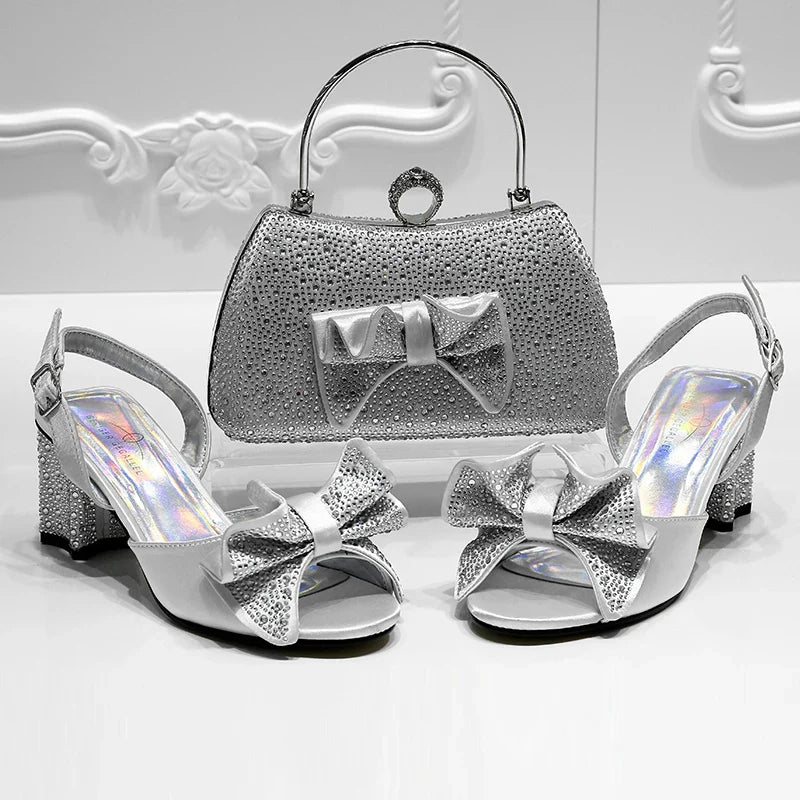 Italian Design Evening Shoes And Bags Pair