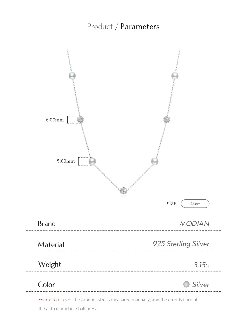 925 Sterling Silver Zircon Beads &Pearl Chain Necklaces Pendant For Women Fine Jewelry  Valentine’s Day Gifts