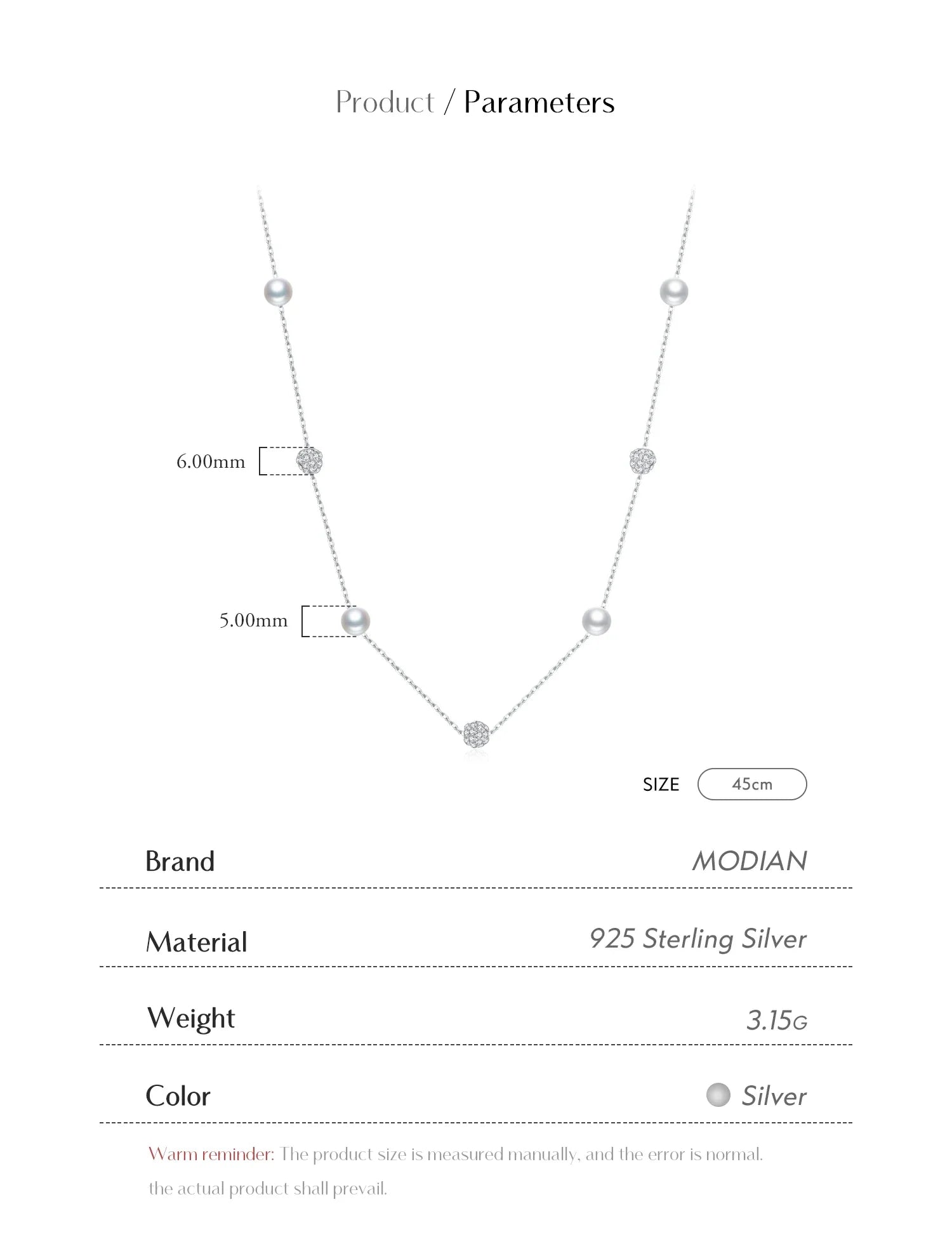 925 Sterling Silver Zircon Beads &Pearl Chain Necklaces Pendant For Women Fine Jewelry  Valentine’s Day Gifts