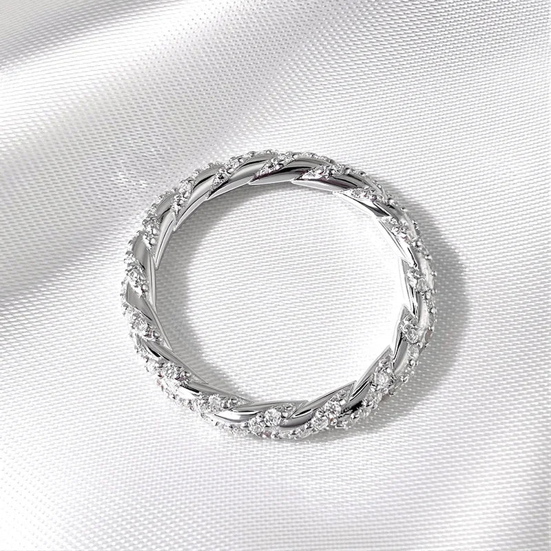 1mm All Real Moissanite Rings for Women Certified Full Diamond Bridal Jewelry 100% S925 Sterling Silver Wedding Bands GRA