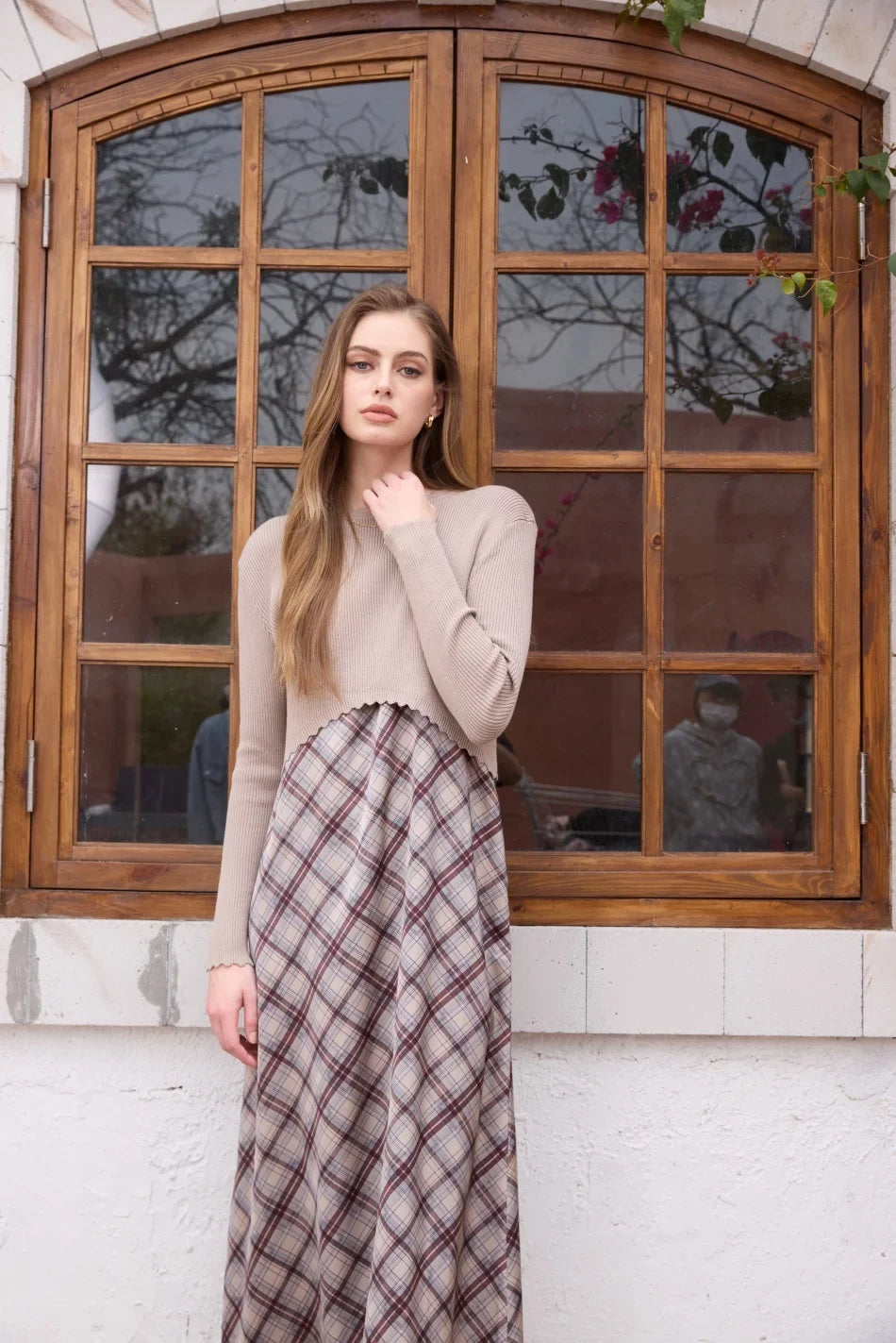SS26 Luxe elegance slip satin dress + knitted top woman clothing set adjustable maxi floor length