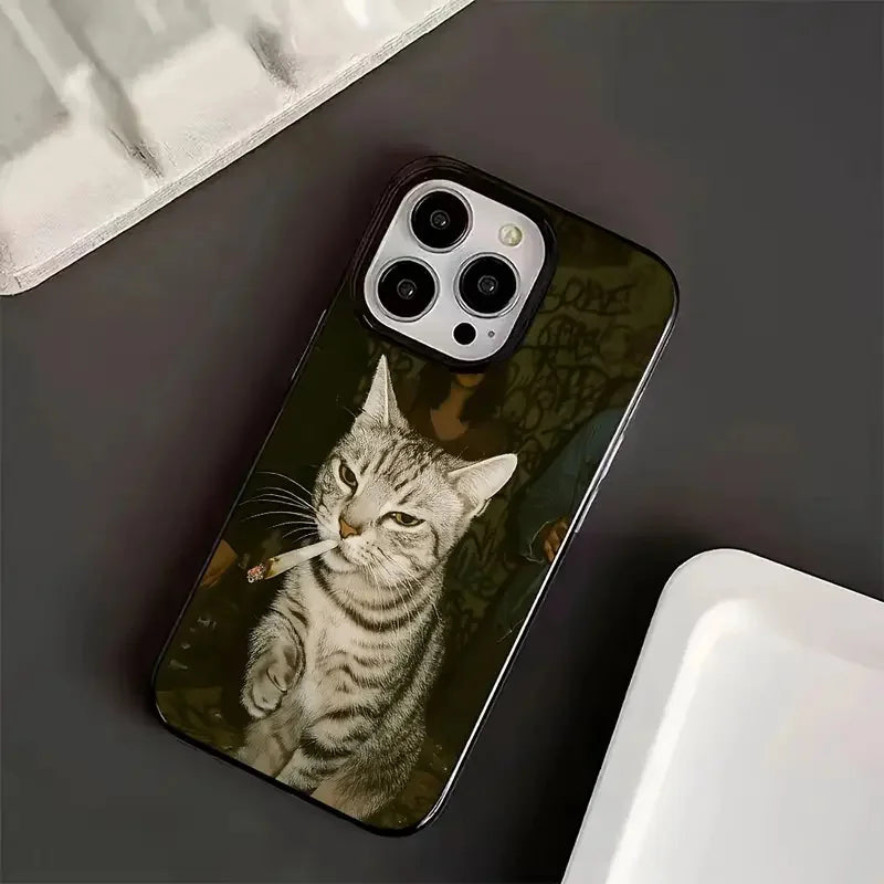 Smoking Cats Black Phone Case For IPhone 17 17Air 16 15 14 Plus 13 12 11 17 Pro Max X XS XR 7 8 Plus Soft Back Cover Case