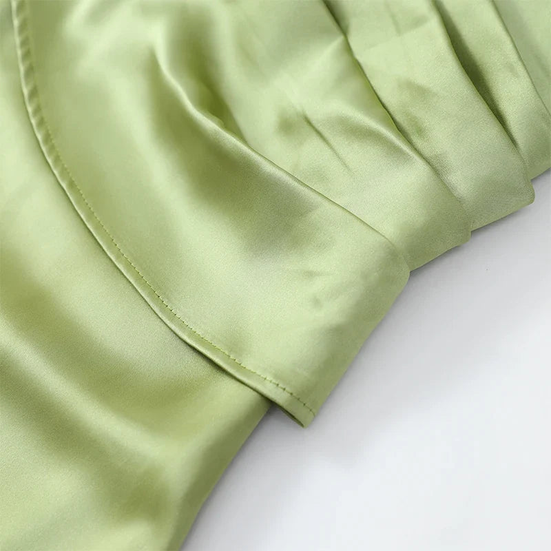 Solid Satin Cowl Neck Women's Dress Elegant Sleeveless Ruched Waist Fishtail Bodycon Lady Vestido 2026 Summer Party Dresses