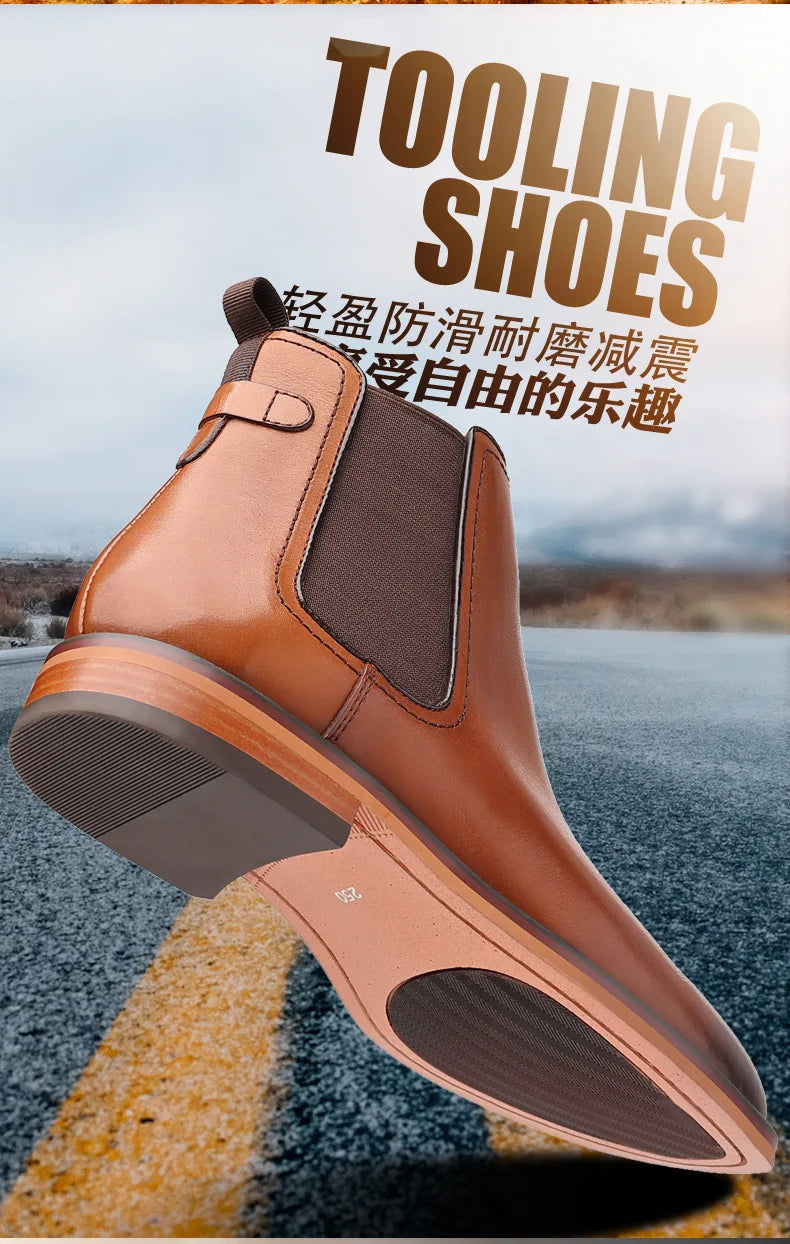 Brand Men's Chelsea Boots Genuine Cow Leather Handmade Boot Shoes Work Shoes For Formal Dress Wedding Business Party New