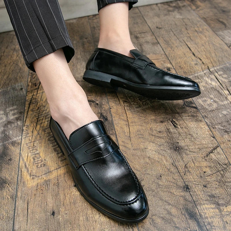 Mens Dress Wedding Fashion Office High Quality Leather Comfy Business Formal Italy Driving Loafers Shoes for Men Plus Size 38~48