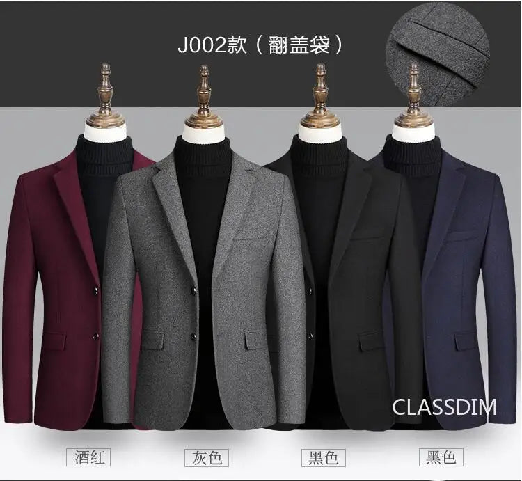 New Spring Men Cashmere Blazers Suits Jackets Business Casual Wool Suit Coats Quality Male Slim Fit Blazers Jackets Coats 4XL