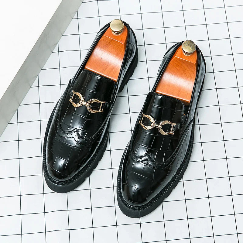 Trendy Brand Green Brogue Shoes Men's Leather Business Shoes Groom's Wedding Men's Loafers British Style Dress Shoes Men
