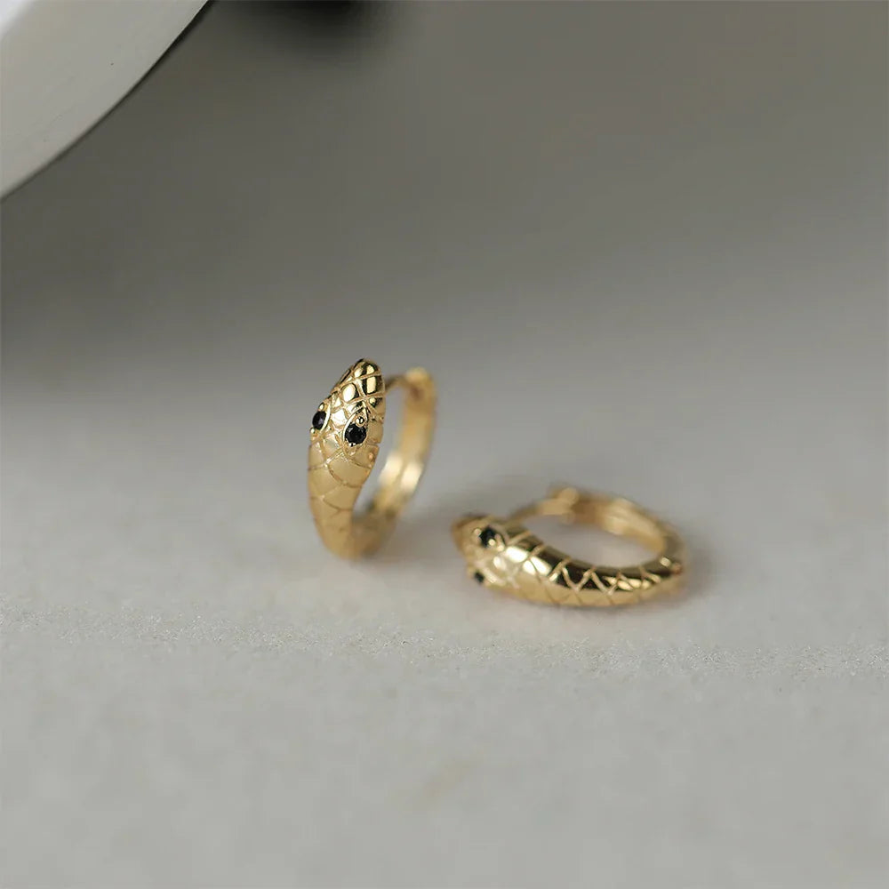 925 Sterling Silver Ear Buckle Snake Twisted Round Circle Microinlaid Zirconia Hoop Earrings For Women Pendientes Aro Rojos