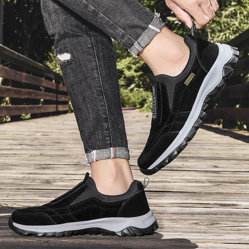 2025 New lightweight casual sports shoes, men's plaque-sized running shoes, loafers, walking and outdoor hiking shoes