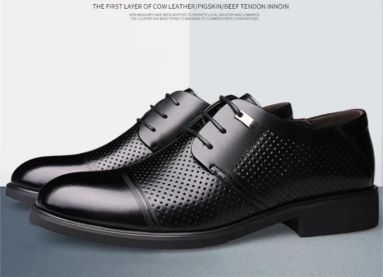 Height Increasing Shoes Man Hollow Breathable Taller Elevator Shoes 6CM Invisible Insole for Daily Men Heighten Wedding Shoes