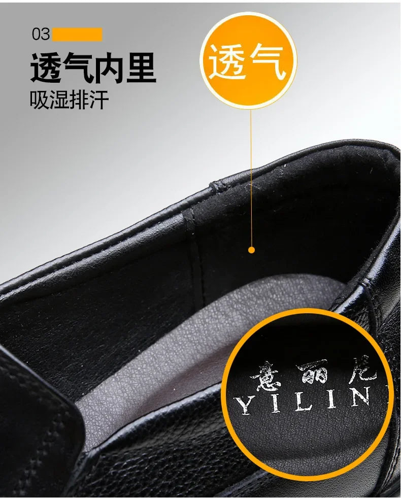 Men's Genuine Cow Leather Shoes Business Casual Shoes With Triple-Stitched Soles For Middle-Aged And Elderly Men 2025