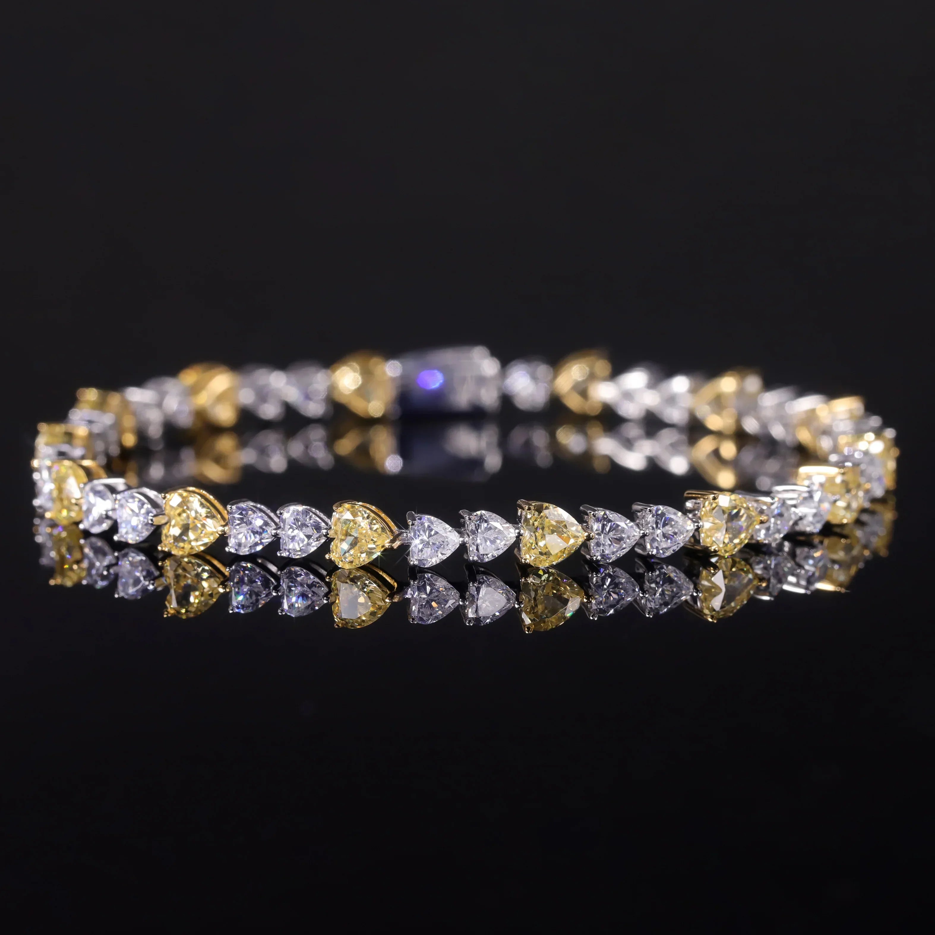 Art Deco Diamond-fire CZ-  Fancy Light Yellow Tennis Bracelet Sterling Silver 925 Fancy Party Wear Bracelet Gift