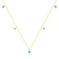 Real 925 Sterling Silver Fashion Stunning Turquoise Link Chain Charm Necklace For Women Daily Fine Jewelry
