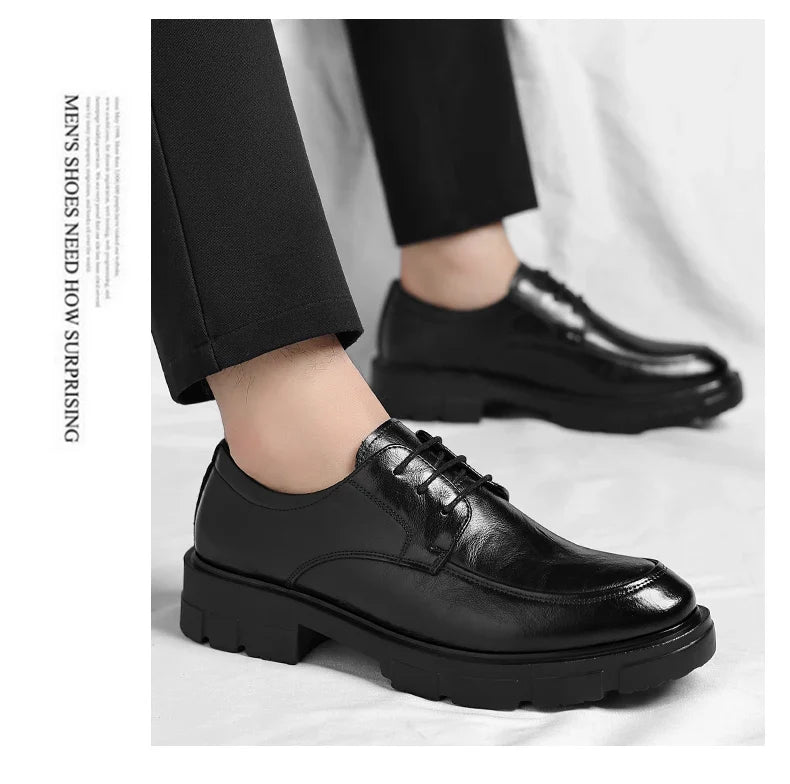 Men Dress Elevator Shoes Platform Breathable Lift Casual Business Luxury Genuine Leather Heightening Shoes5/8/10CM Taller Male