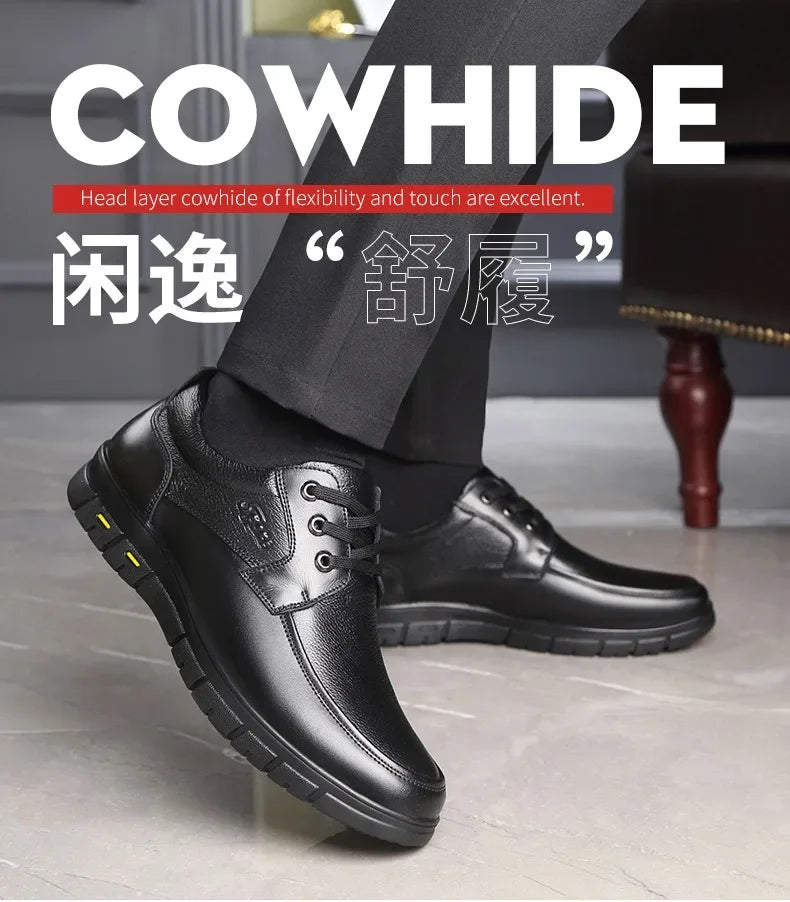 Men PU leather Casual Shoes Soft Sole Lace-up Luxury Brand Middle-aged Old Man Dad Lightweight Loafers Shoes  Zapatillas