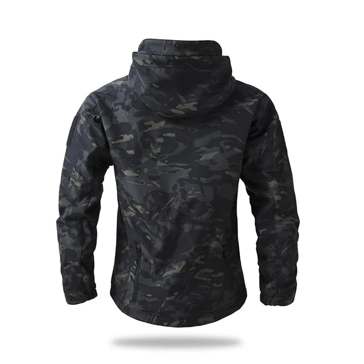 New Soft Shell Tactical Jacket  Men Winter Fleece Hooded Coat Hunting Clothes Outdoor Camouflage CS Tops Waterproof Windproof