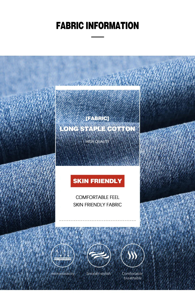 Spring/Summer 2023 Men's Gray Frayed Thin Jeans Classic Style Business Fashion Cotton Denim Stretch Pants Male Brand Trousers