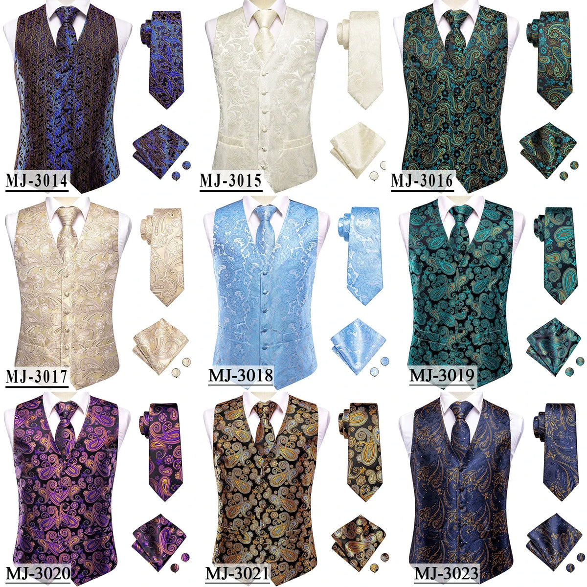 Wedding Coral Pink Mens Vest Silk Tie Set Adjustable Jacquard Waistcoat Jacket Necktie Hanky Cufflinks Formal Party Gifts