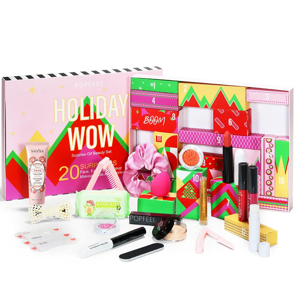 POPFEEL Surprise Gift Box Makeup Set for Girls – 20-Piece Face, Eye, and Lip Cosmetics and Beauty Tools Combination Set.