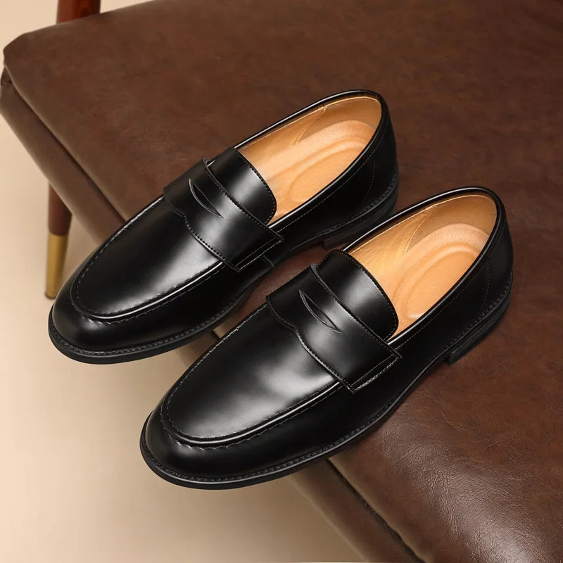 Men's Plus Size Genuine Leather Loafers Slip-on Formal Business Casual Dress Shoes for Man Spring Autumn New Wedding Shoes Male
