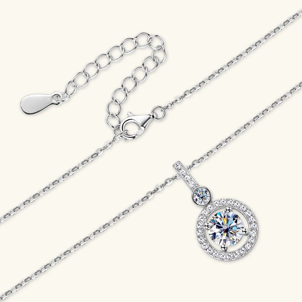 925 Silver Full Moissanite Pendant Necklace Certified 6.5mm D Color Lab Created Diamond Necklace for Women Quality Jewelry Gift
