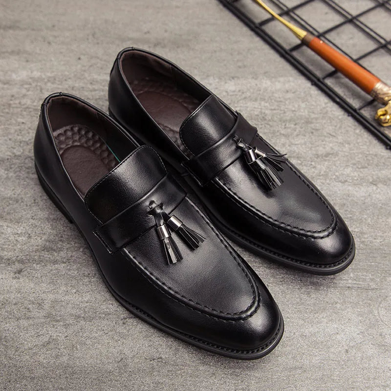 Mens Dress Wedding Fashion Office High Quality Leather Comfy Business Formal Italy Driving Loafers Shoes for Men Plus Size 38~48