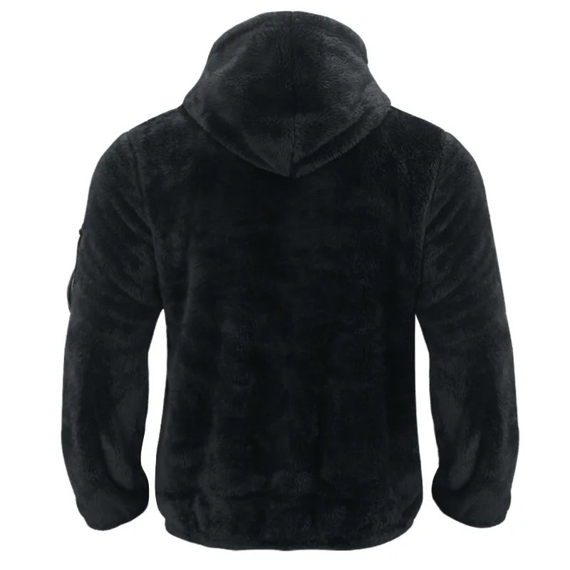 Men's Autumn and Winter Double-Sided Fleece Warm Jacket  Loose Hooded Casual Jacket