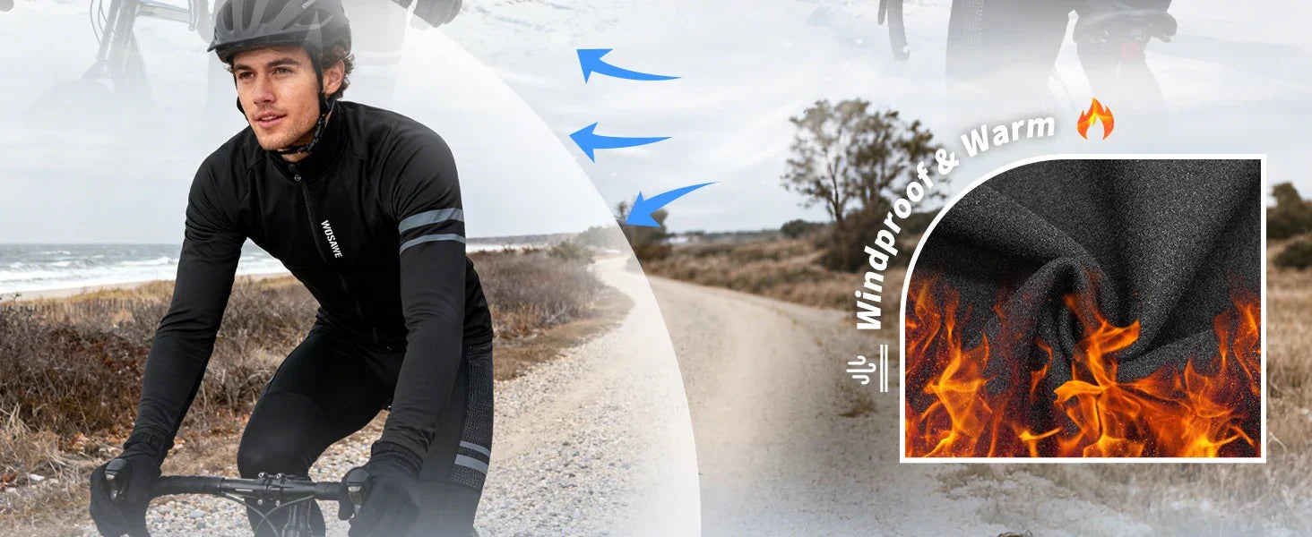 Winter Men's Cycling Jacket Waterproof Windproof Thermal Fleece Bike Jersey MTB Road Cycling Snowboarding Ski Jacket Coat