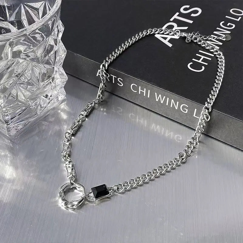 New Irregular Wave Shape Chain Men Necklace Advanced Sense Stainless Steel Figaro Cuban Chain Necklace For Men Women Jewelry