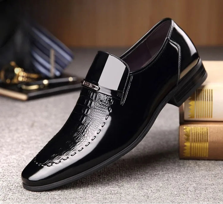 Men's Business Casual Leather Shoes Korean Style Pointed Toe Breathable Big Size Office Groomsmen Groom Wedding