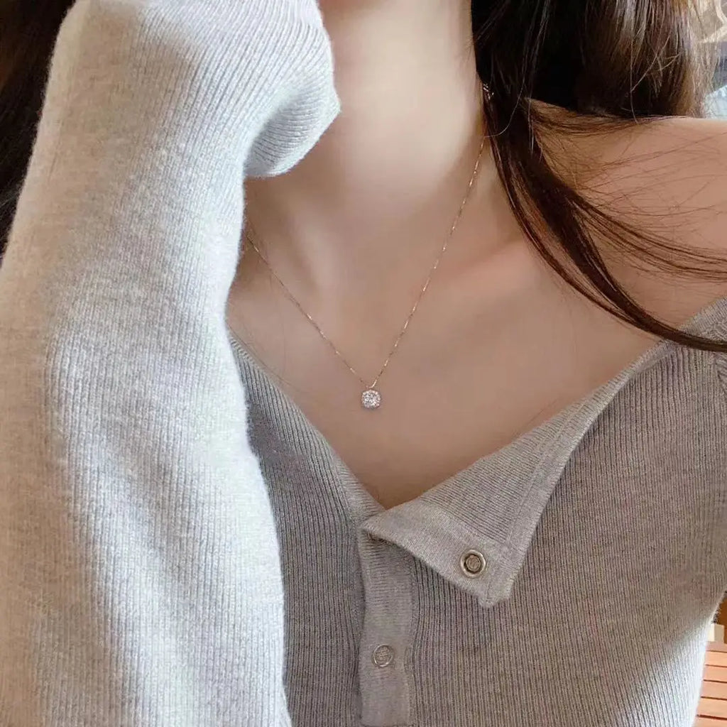 2026 NEW 100% 925 Sterling Silver Winter Collection Sparkling Love Necklace Fit DIY Women Fashion Original Jewelry Gift