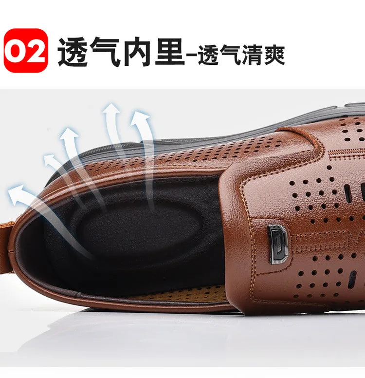 Spring Summer New Hallow Leather Shoes for Men Solid Color Fashion Dress Shoes Male Soft Sole Business Casual Shoe Man