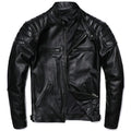 2025 Vintage Brown Genuine Leather Jacket Real Natural Cowhide Men Motorcycle Biker Coat Mens Slim Calf Skin Coat