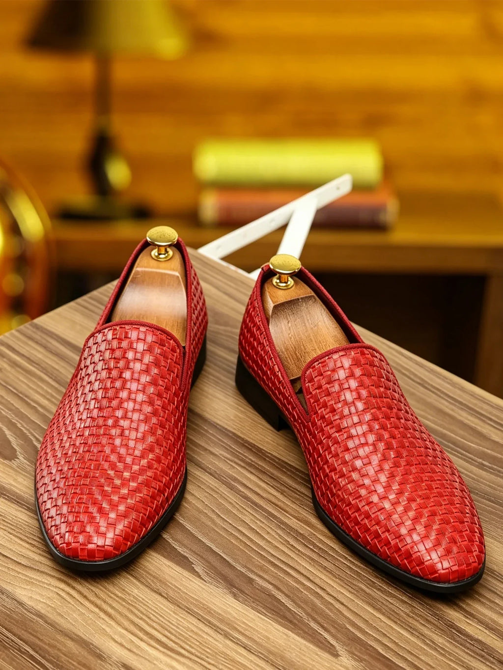Classic Luxury Men's Leather Shoes, Knit Design Formal Derby Oxford Shoes, Business Casual Footwear for Party
