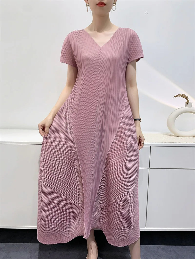 Bud Elegant Dresses for Women 2024 Autumn New Pleated Casual Fashion Solid Color Party Formal Occasion Dresses