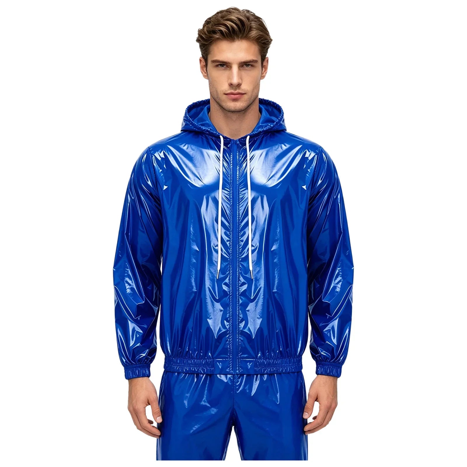 Mens Waterproof Hooded Jacket Tops Breathable Raincoat Waterproof Windproof Outdoor Biking Fishing Jacket Hood Outerwear