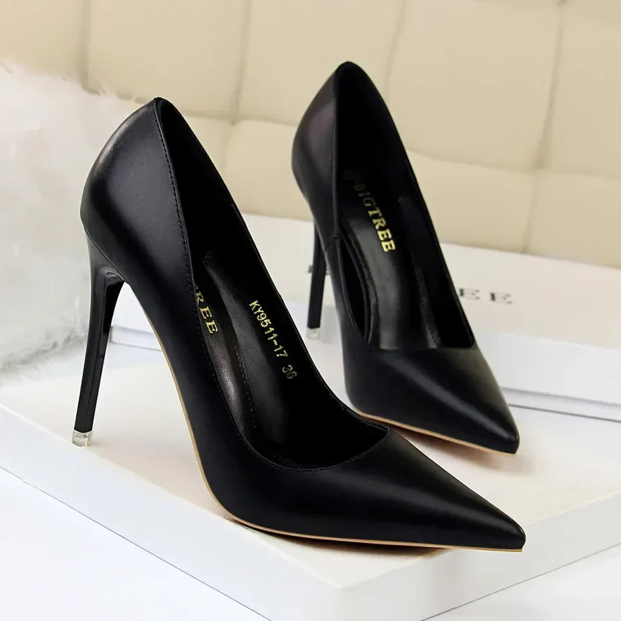 Plus Size 34-43 Woman Classic Concise 7.5cm 10.5cm High Heels Lady Elegant Colorful Pumps Scarpins Yellow Mid Low Heels Shoes