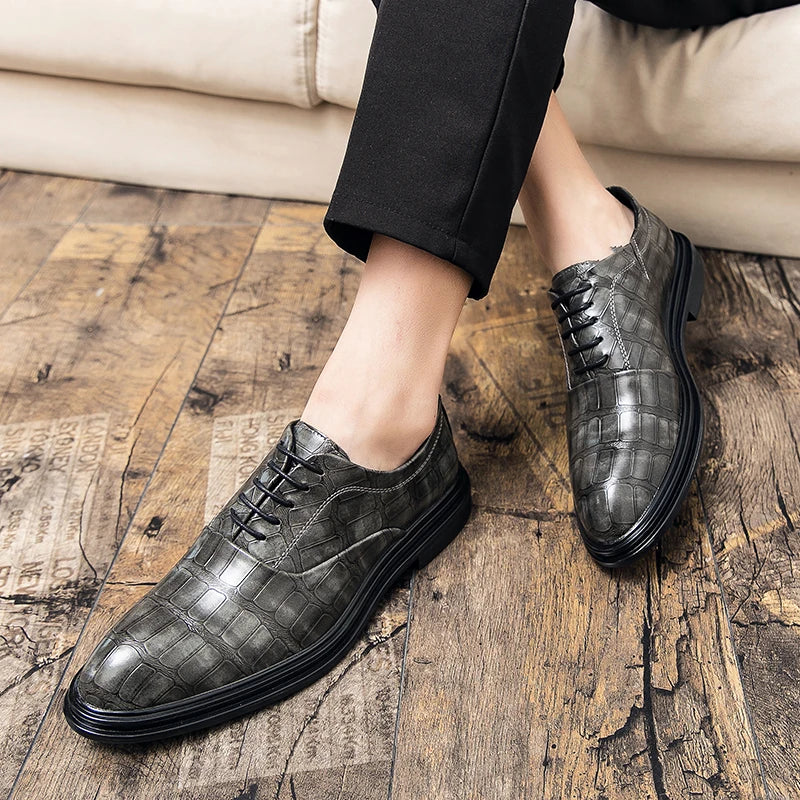 Men's Pointed Oxford Dress Shoes Leather Casual Office Wedding Shoes Gentleman Luxury High Quality 2026 Fashion