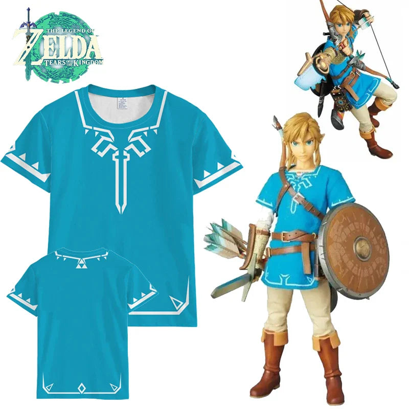 تيشيرت Zelda Tears of The Kingdom بتصميم أنمي كرتوني بأكمام قصيرة، زي تنكري لحفلة التخرج، إكسسوارات للرجال، ملابس فضفاضة مسامية، قمصان علوية، هدية