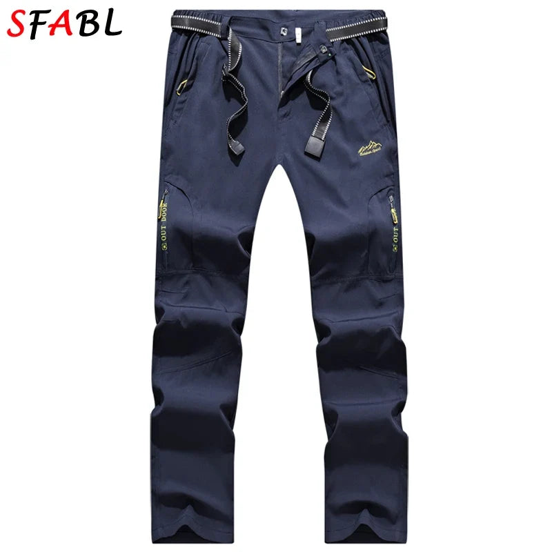 SFABL 5XL Summer Quick Dry Hiking Pants Men Stretch Waterproof Tactical Pants Zipper Pockets Trousers Lightweight Fishing Pants