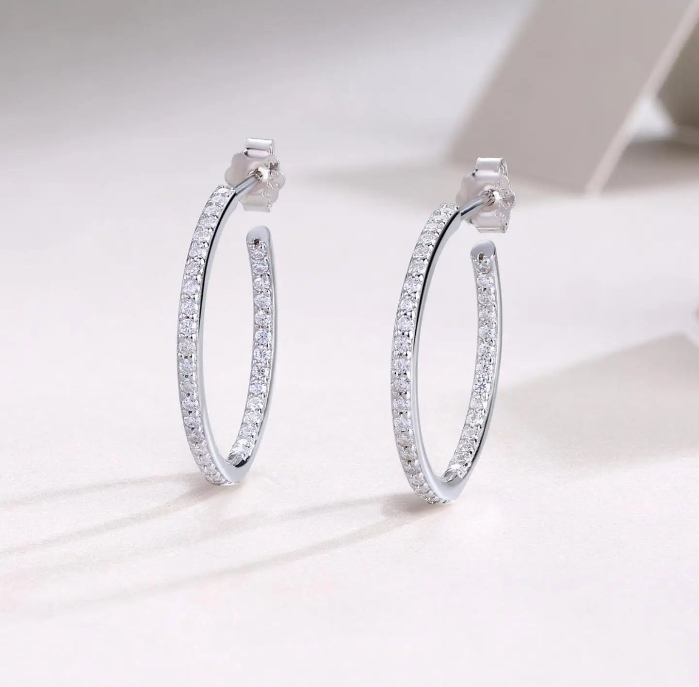 Hoops 1.8mm Moissanite Earrings For Women Real 925 Sterling Sliver Plated Yellow Gold Hoop Earring Fine Jewelry Christmas Gifts