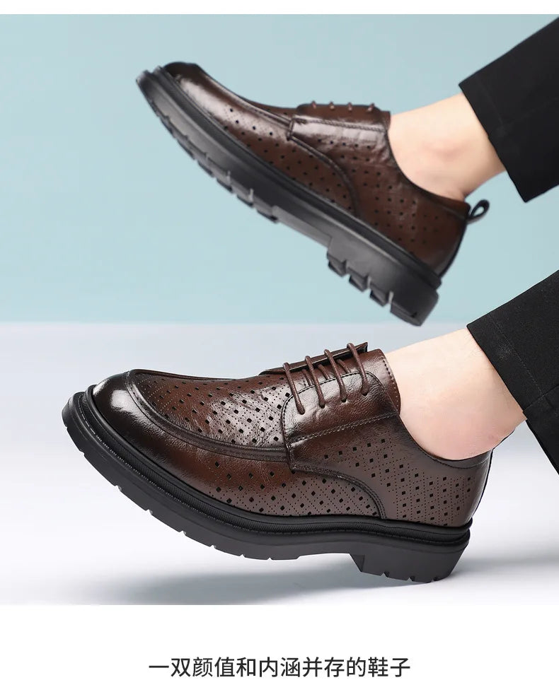 British Style Business Derby Shoes for Men Spring Summer Breathable Dress Shoes Male Fashion Casual Leather Wedding Shoe Man