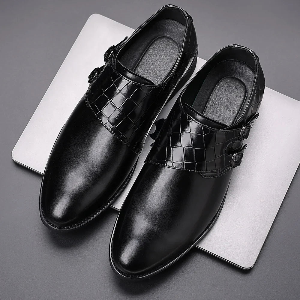 Big Size Solid Color Wedding Shoes for Men Solid Color Buckle Designer Leather Shoes Man Spring Autumn Fashion Dress Shoes Man