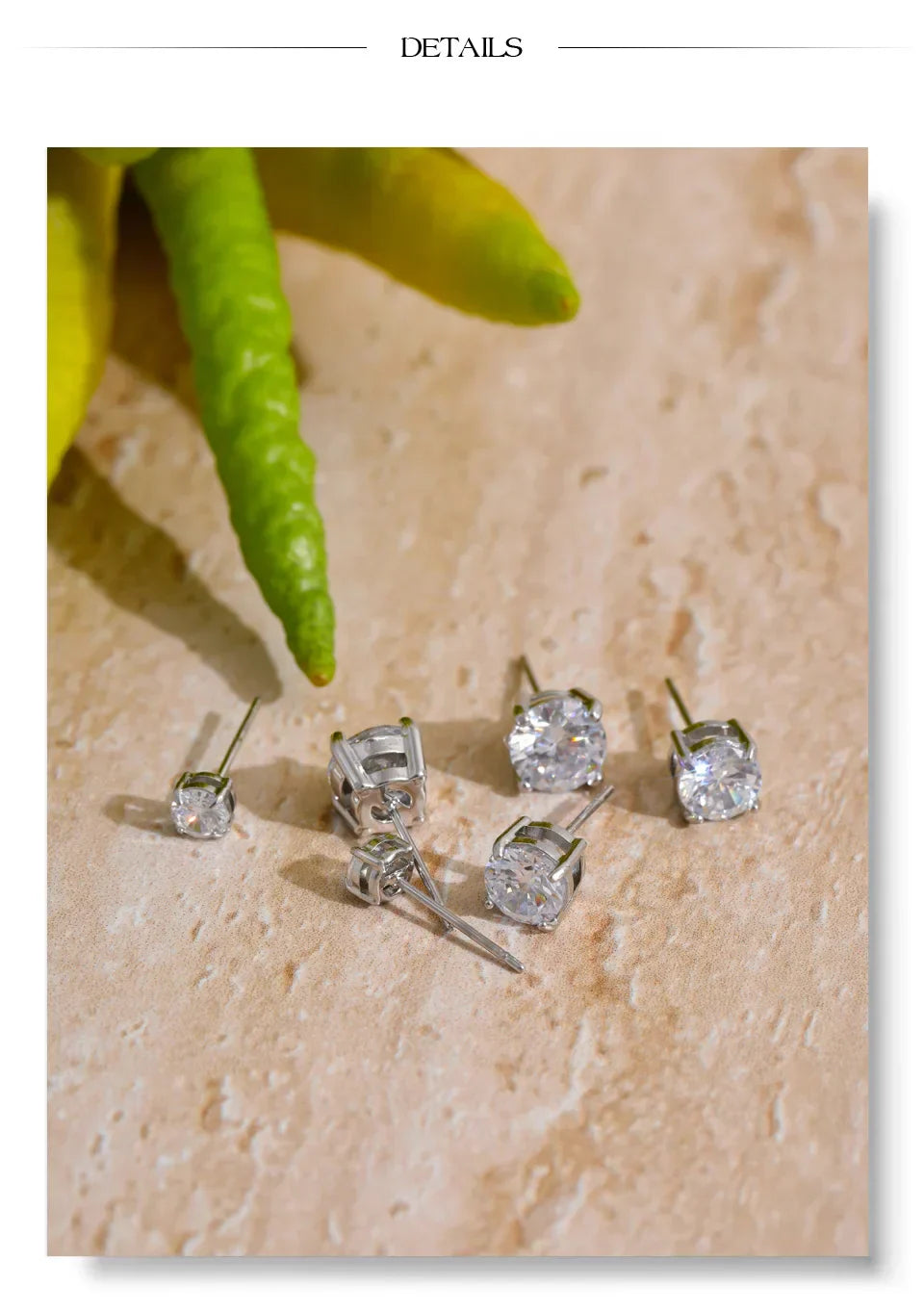 1Set High Quality Shiny Cubic Zirconia Round Stud Earrings Daily Stainless Steel Versatile Premium Jewelry Party Gift