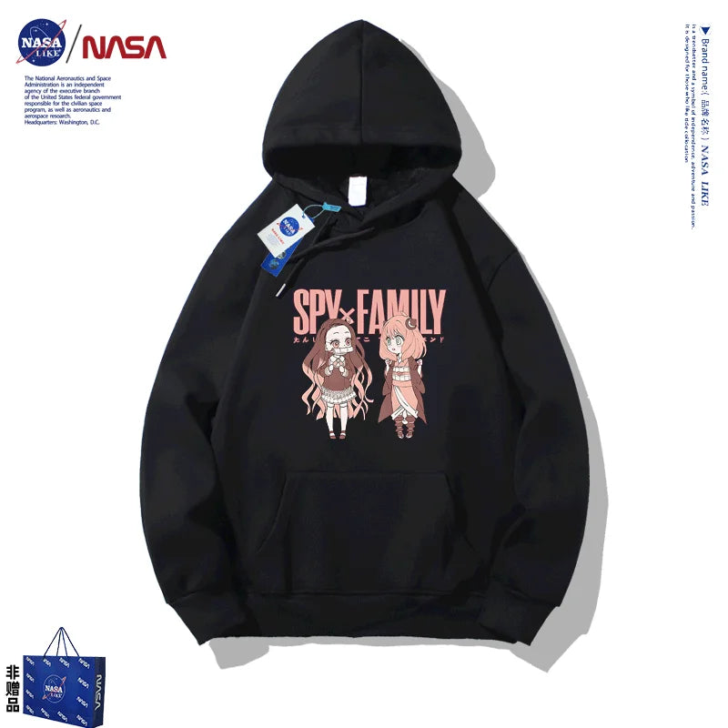 أنيمي كارتون سويتر SPY × FAMILY آنيا فورجر بغطاء رأس رفيع جاكيت فضفاض كارتون مريح خفيف الوزن للربيع والخريف
