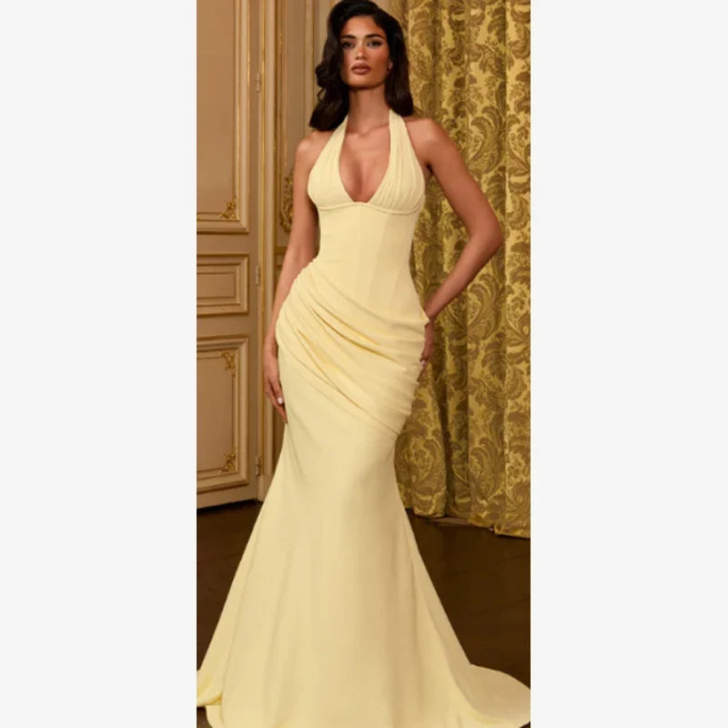 Women Strapless Pleated Long Dress Elegant Solid Split Sleeveless Backless High Waist Slim Fit Maxi Dresses 2026 Lady Party Robe