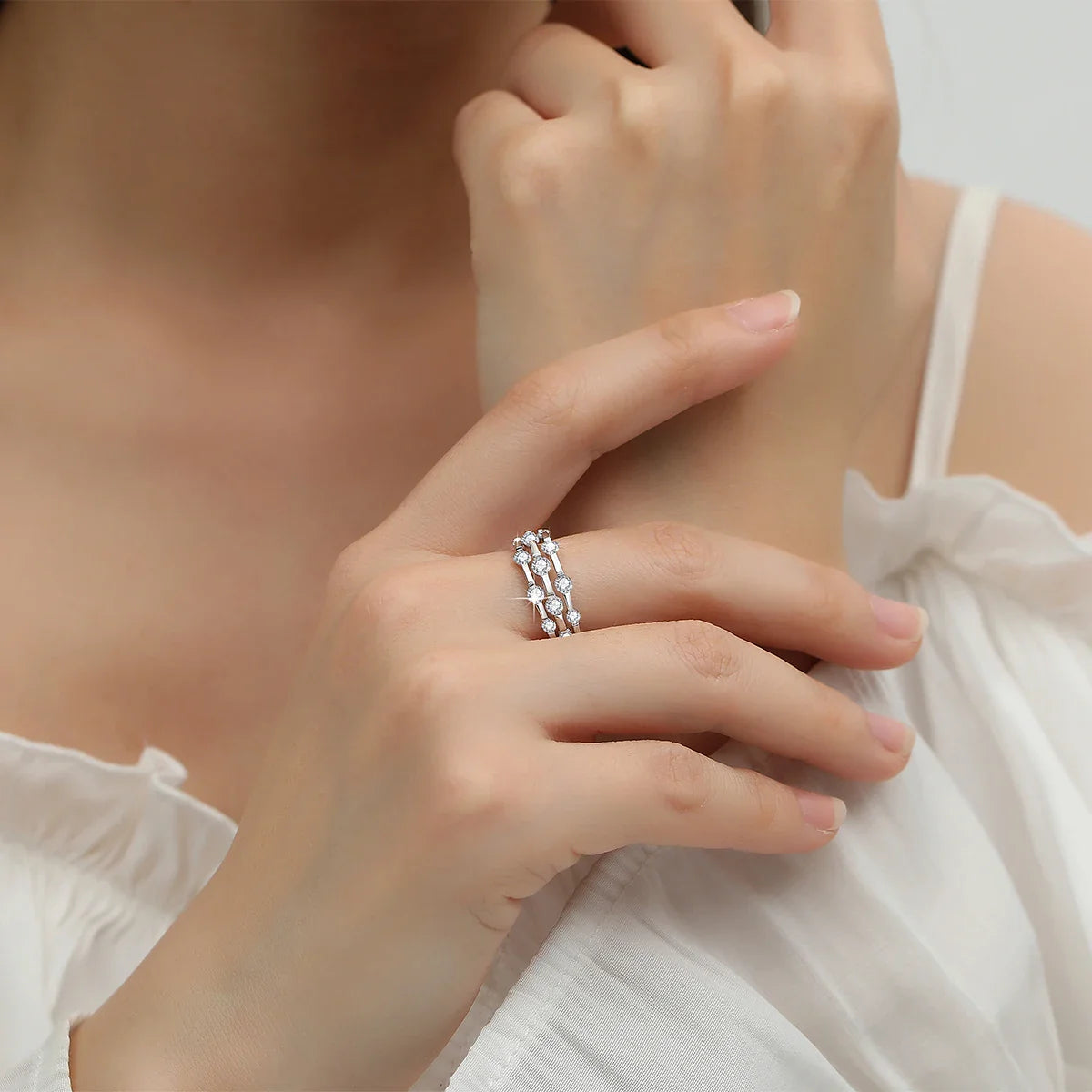 Trending Wedding Band Moissanite Ring With Certificate Genuine Silver 925 Enagement Jewel Gift For Women Positive Stones