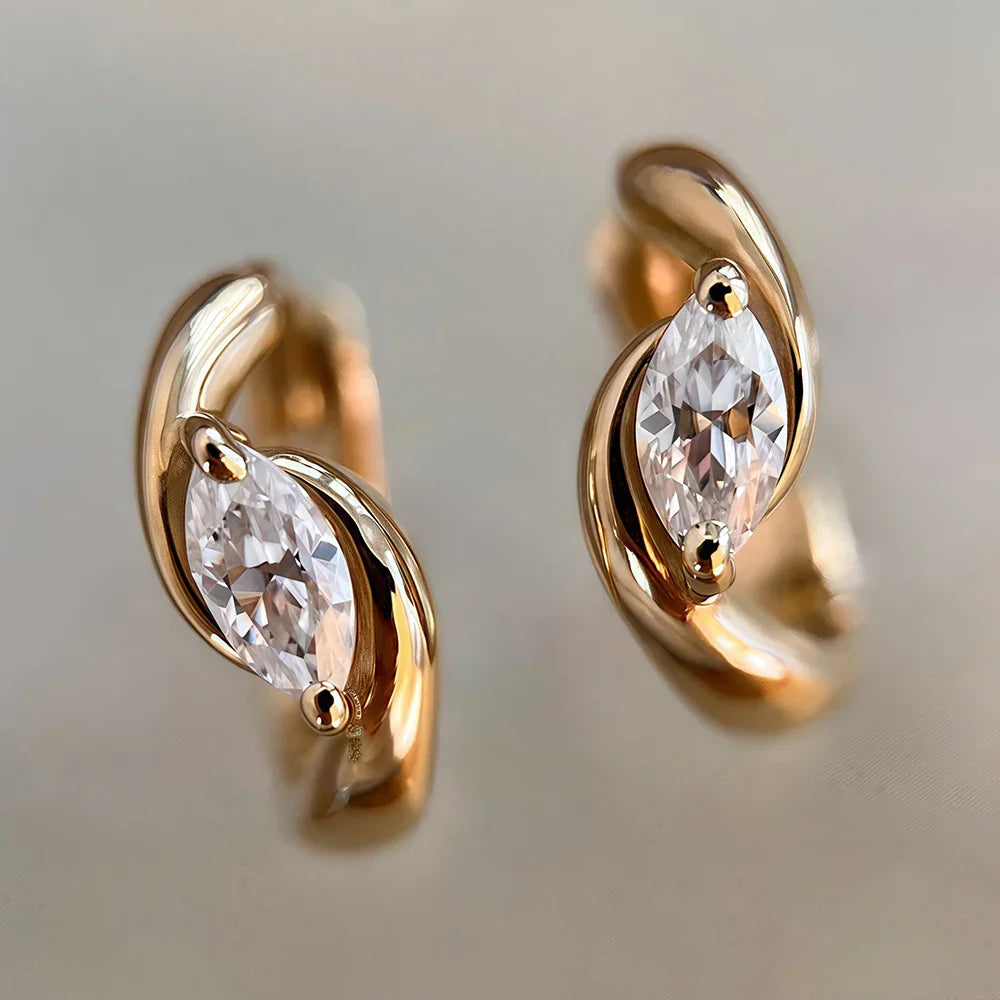 0.4 Carat Marquise Cut Moissanite Diamond Huggies Hoop Earrings with Certificates 925 Sterling Silver Drop Earring for Women Men